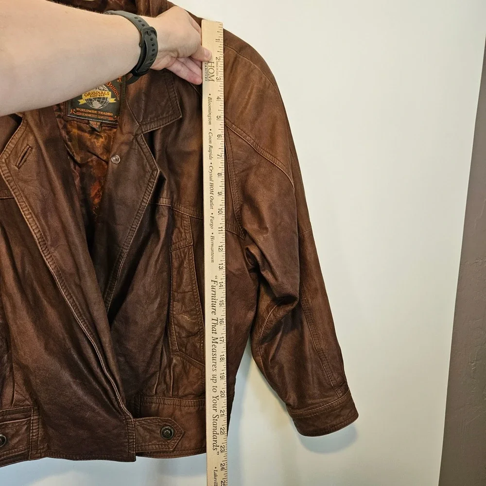 Vintage Wilsons Leather Bomber Jacket Medium Brown 90s Aviator Aventure Bound